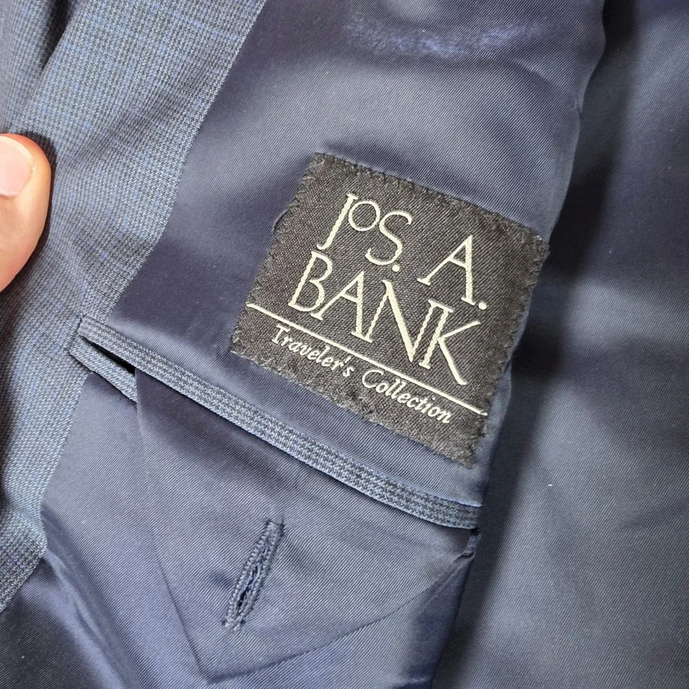 Jos. A. Bank Full Suit Mens 52R Blue Traveler's Collection Tailored 100% Wool